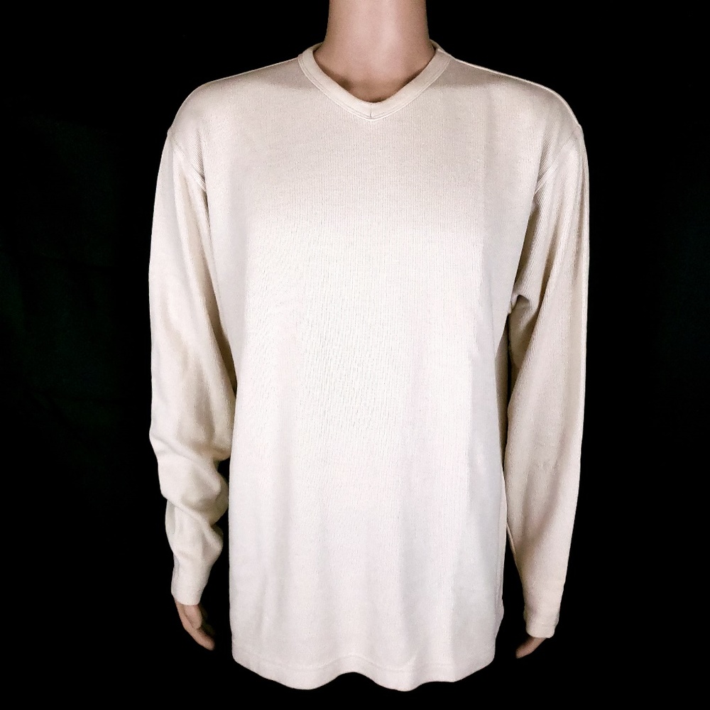 Wrangler Men Sweater V-neck Knit Long Sleeves Cream Size L - NWT